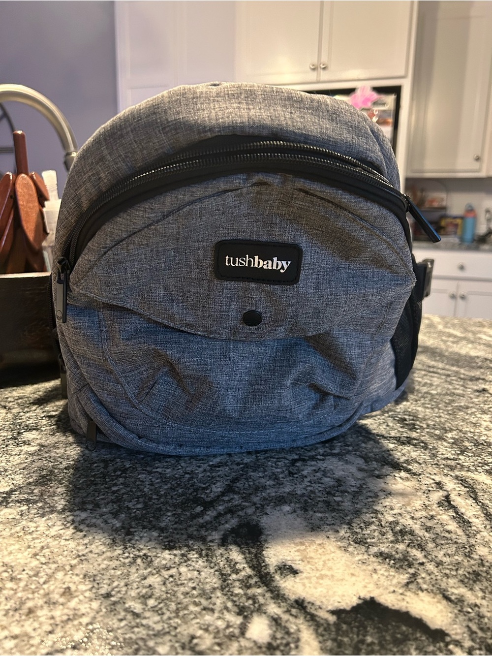 TushBaby Gray Crossbody Belt Bag — Everyday Hands-Free Organizer